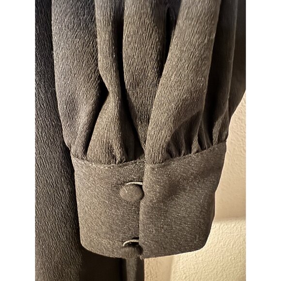 Adrianna Papell Dress 12 Black Mock Neck A Line Crepe Long Sleeve NEW - Picture 5 of 13